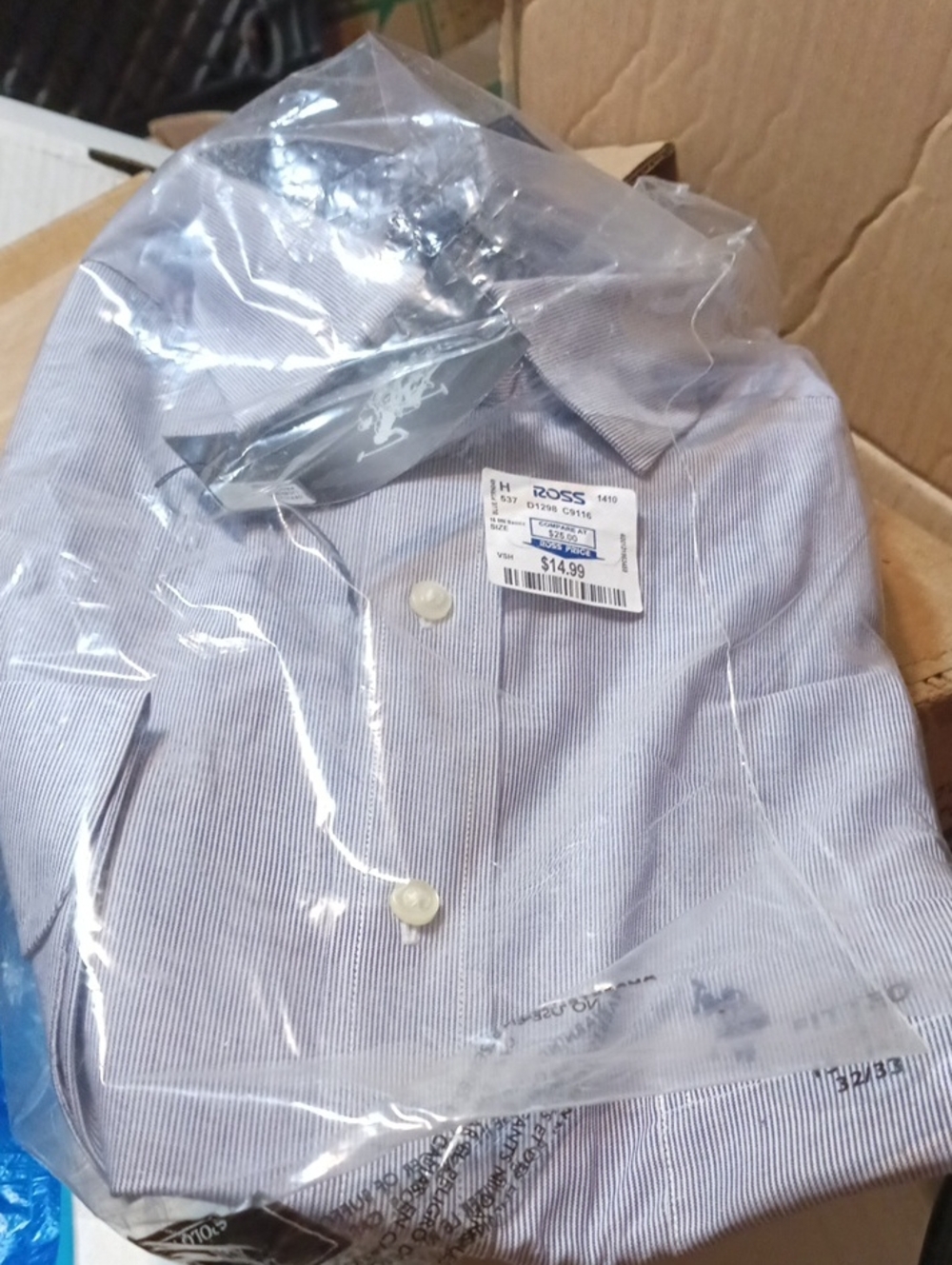 U.S. Polo Assn. Men's Light Blue Pinstripe Dress Shirt